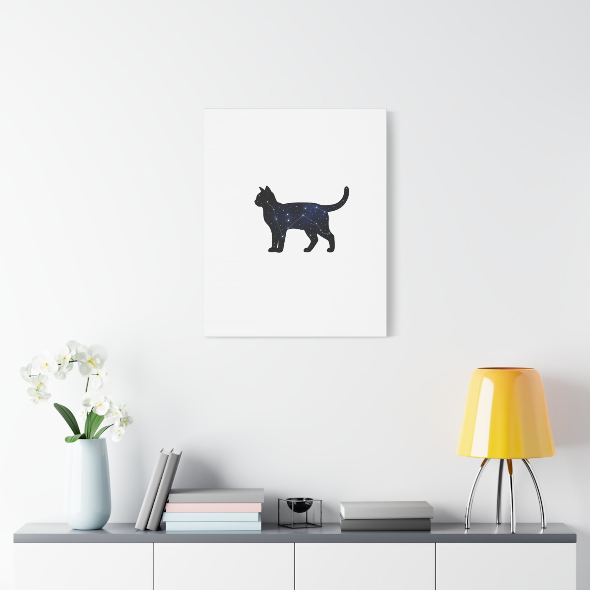 Galaxy Cat Canvas, Stretched Matte Print | Grunge Revival, Dark Plaid Aesthetic
