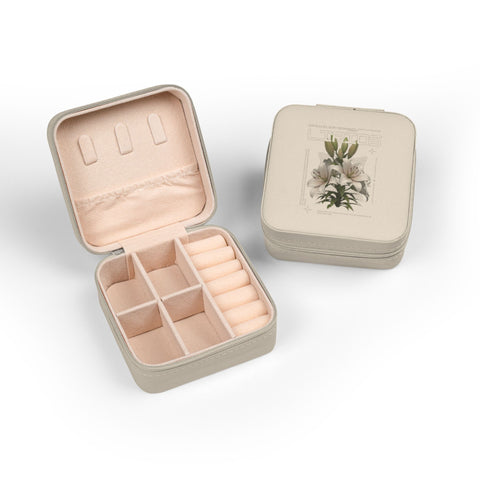 Floral Compact Jewelry Travel Case — Portable Ring & Earring Organizer