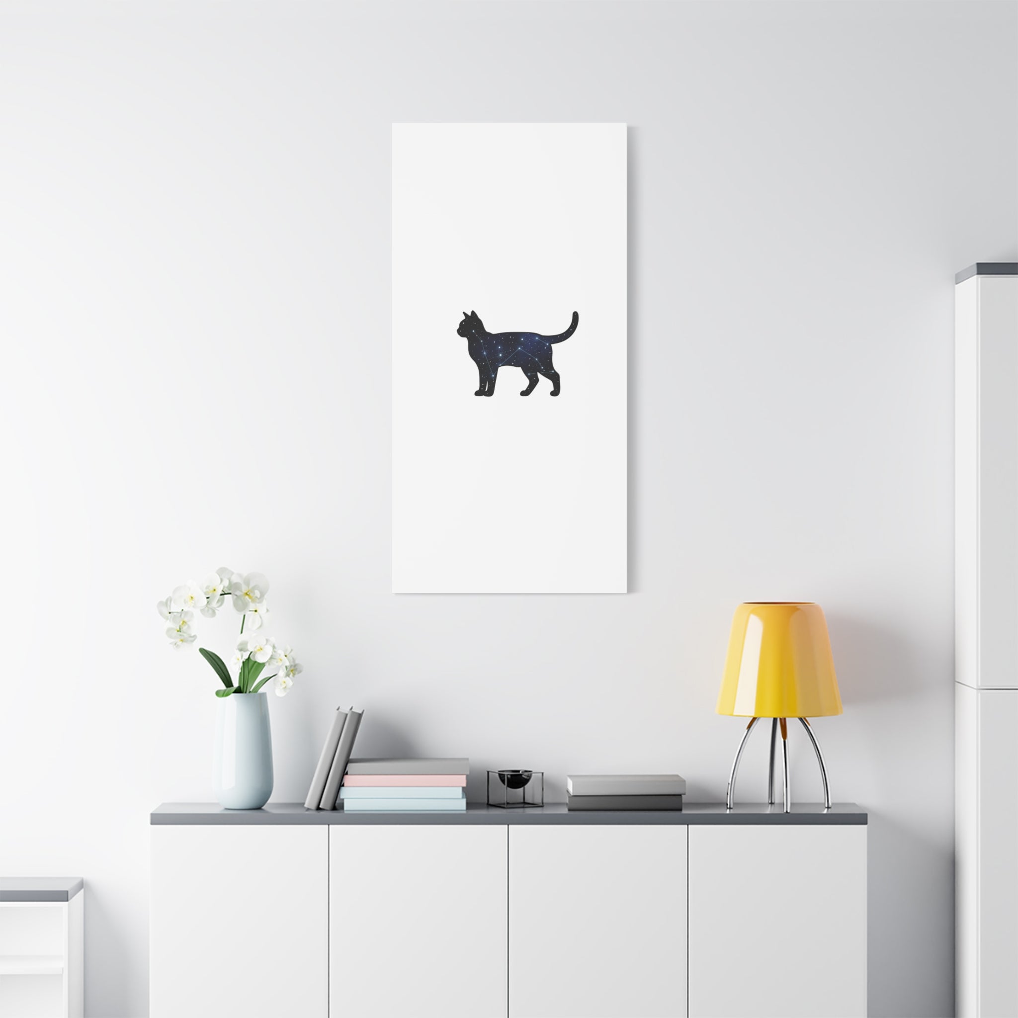 Galaxy Cat Canvas, Stretched Matte Print | Grunge Revival, Dark Plaid Aesthetic