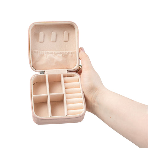 Floral Compact Jewelry Travel Case — Portable Ring & Earring Organizer