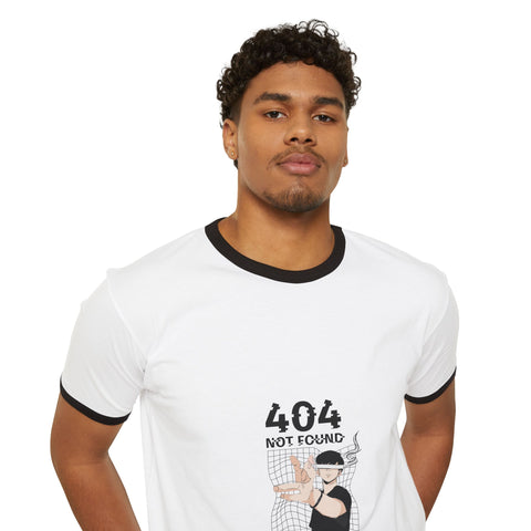 404 Not Found Retro Ringer Tee — Tech Humor Graphic T-Shirt