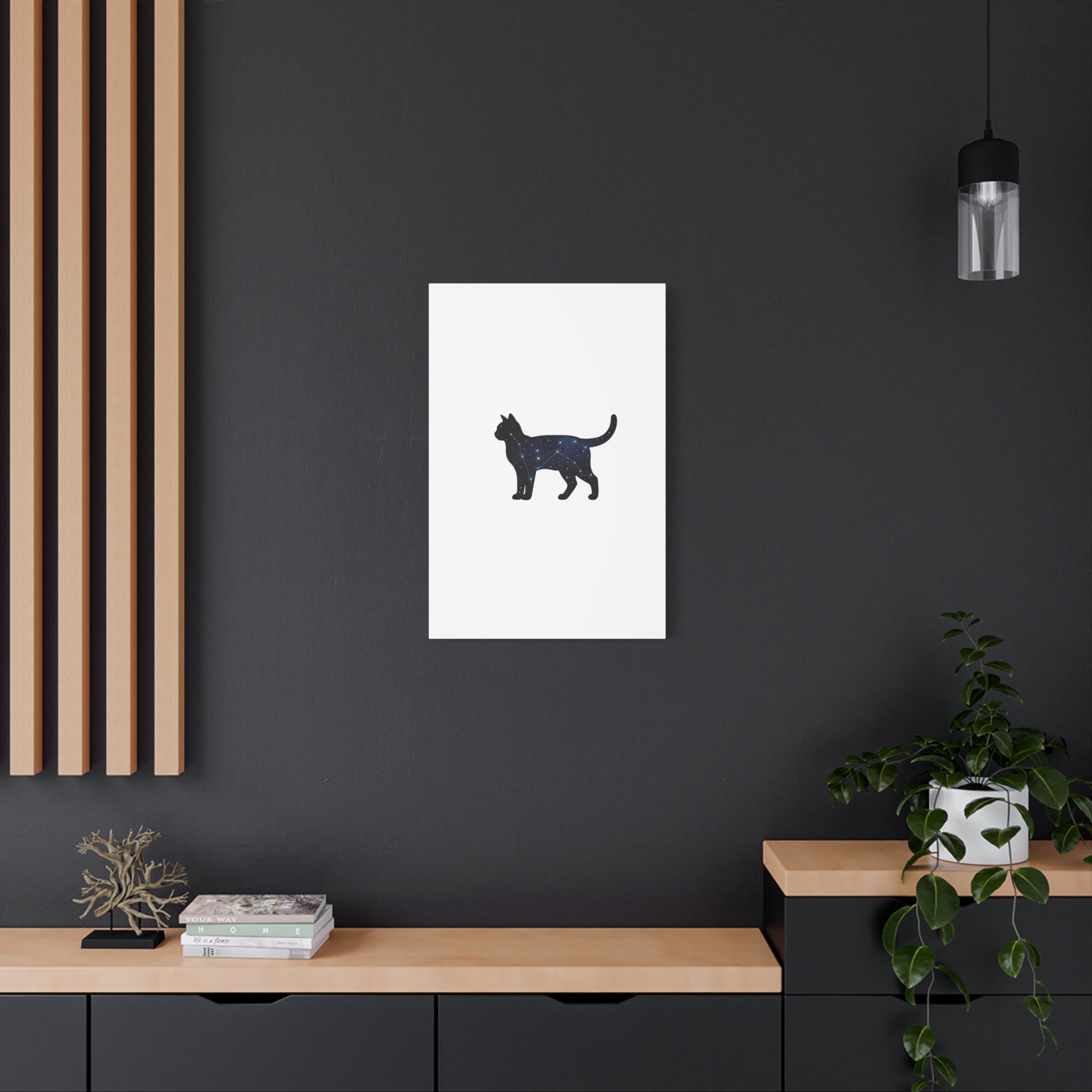 Galaxy Cat Canvas, Stretched Matte Print | Grunge Revival, Dark Plaid Aesthetic