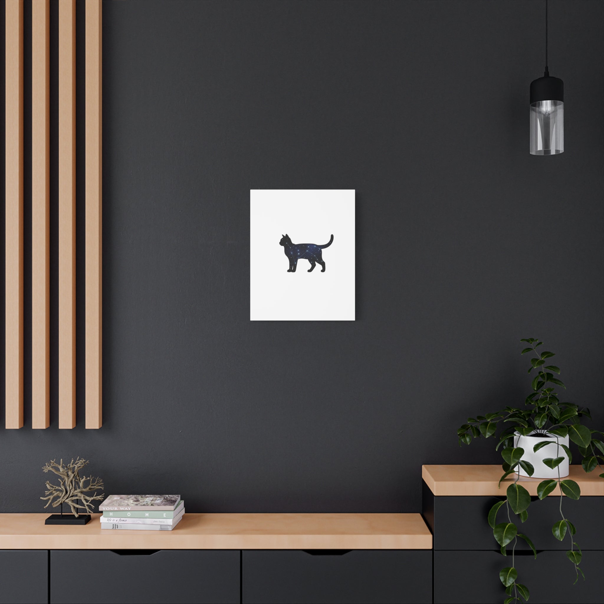 Galaxy Cat Canvas, Stretched Matte Print | Grunge Revival, Dark Plaid Aesthetic