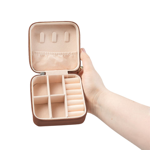 Floral Compact Jewelry Travel Case — Portable Ring & Earring Organizer