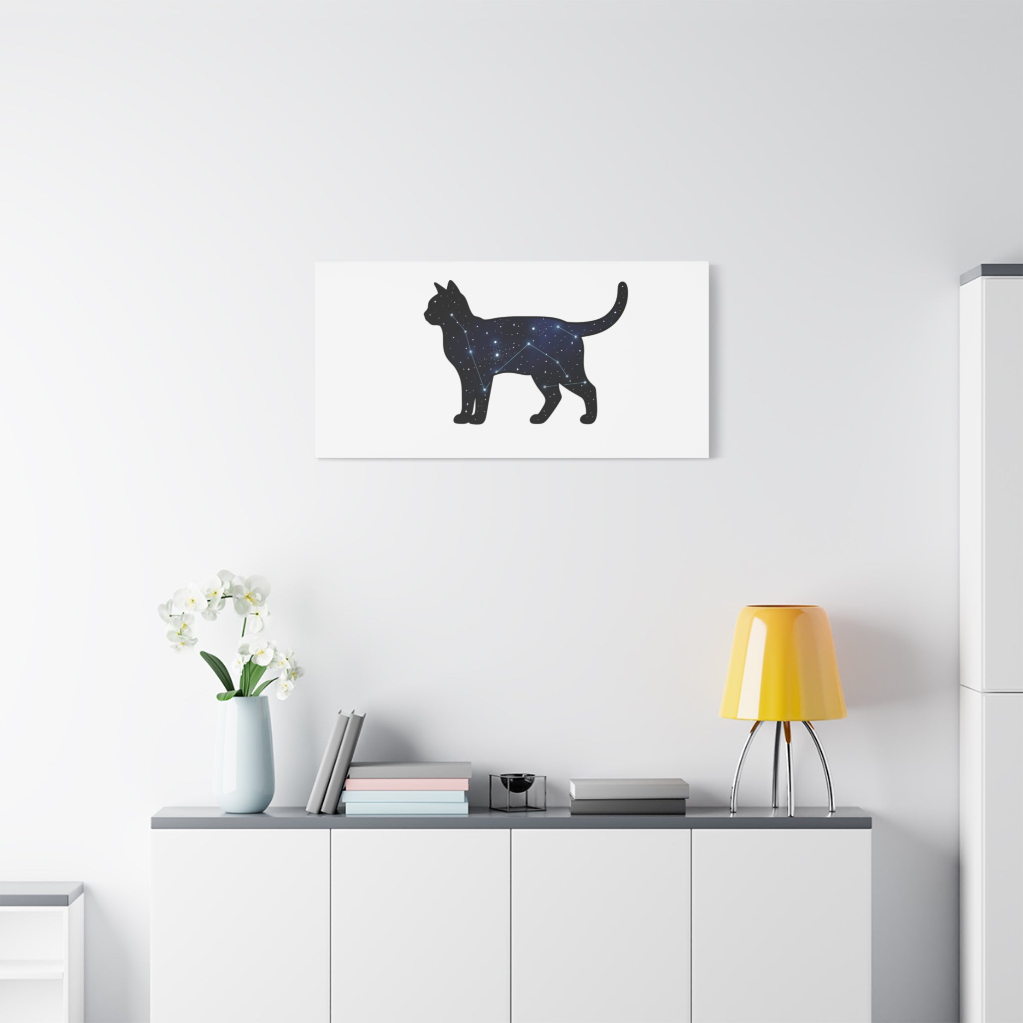 Galaxy Cat Canvas, Stretched Matte Print | Grunge Revival, Dark Plaid Aesthetic