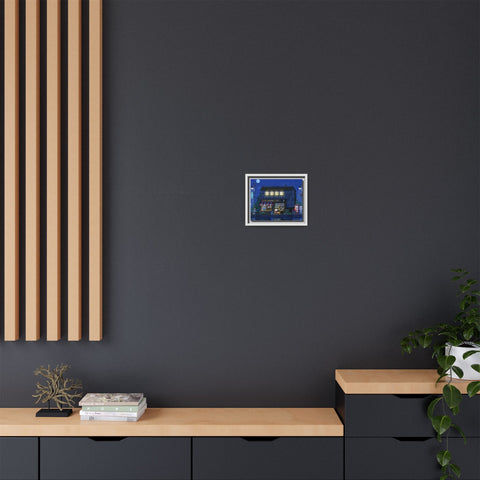 Nighttime Japanese Shop Matte Canvas Print (Framed)