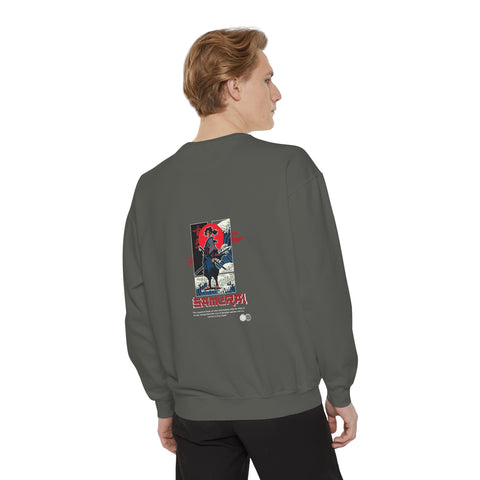 Samurai Graphic Sweatshirt — Retro Japanese Wave & Rising Sun Design