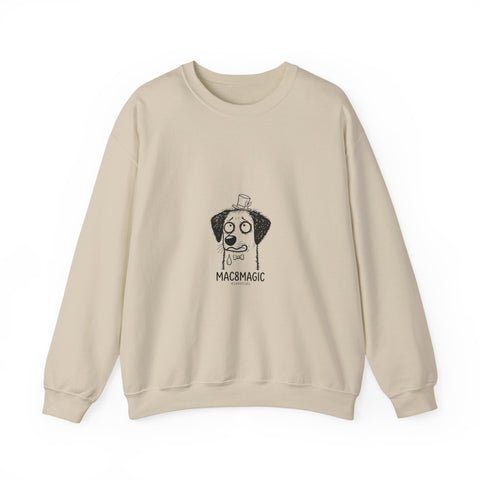 Sweatshirt — Whimsical 'Mac 8 Magic' Dog Illustration Crewneck