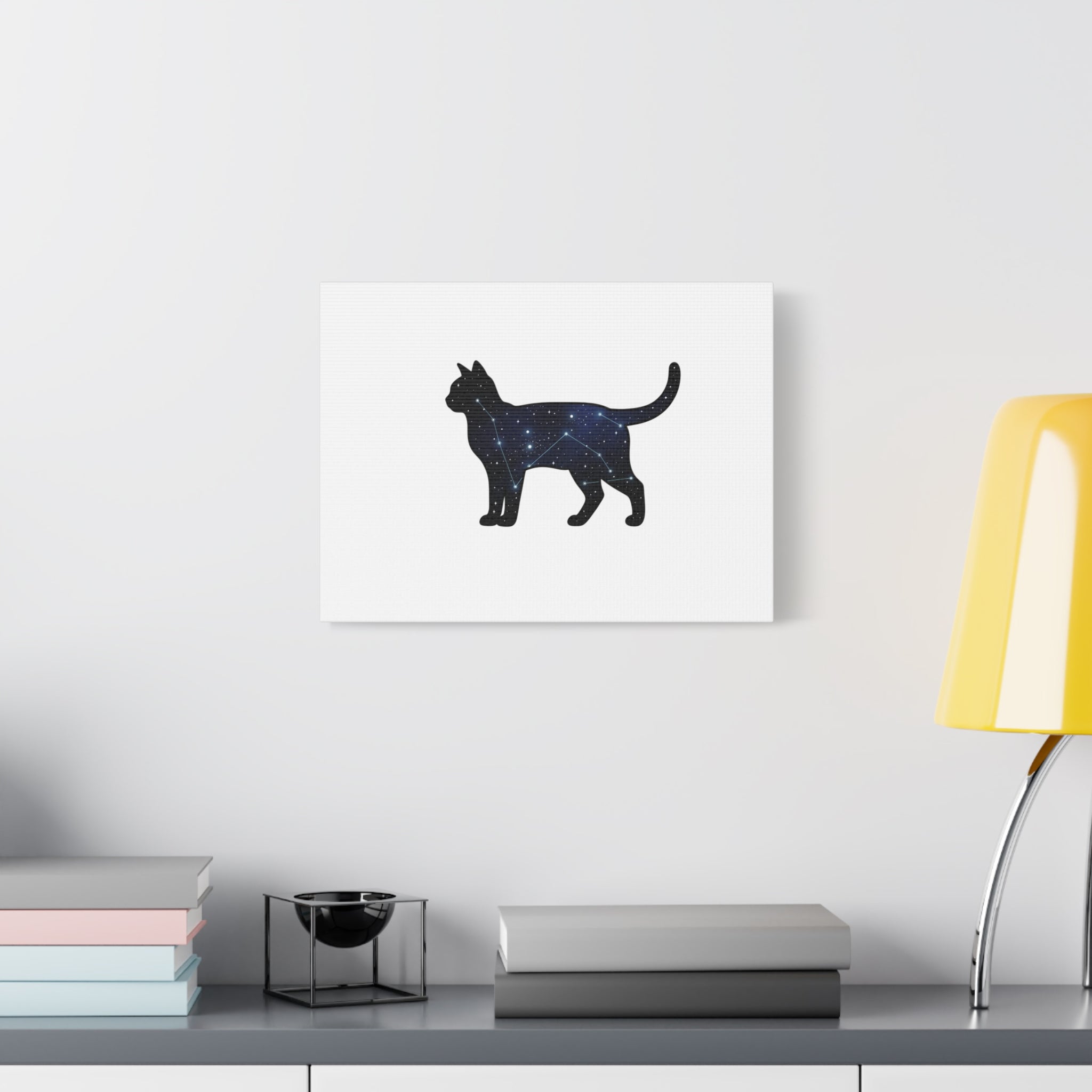 Galaxy Cat Canvas, Stretched Matte Print | Grunge Revival, Dark Plaid Aesthetic
