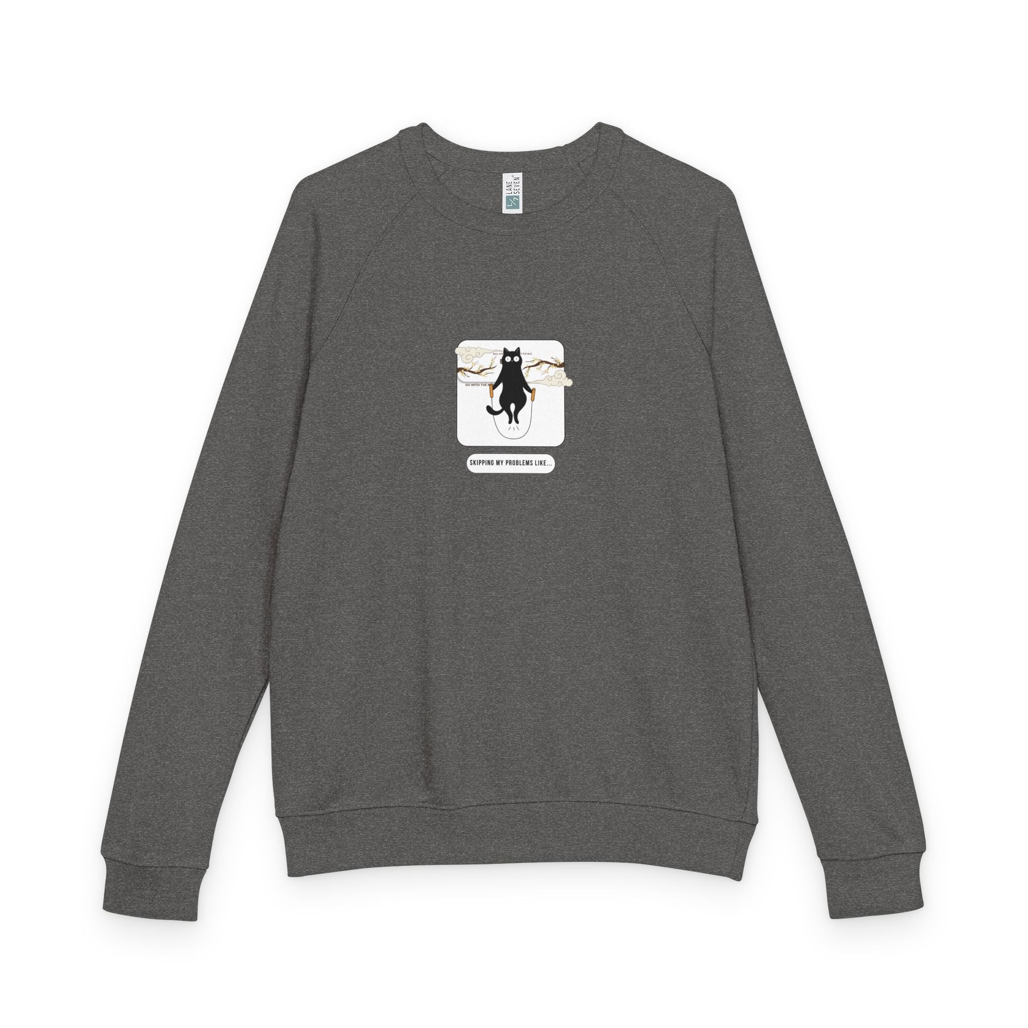 Cat in Pocket Crewneck Sweatshirt — "I'M OBSESSED" Graphic