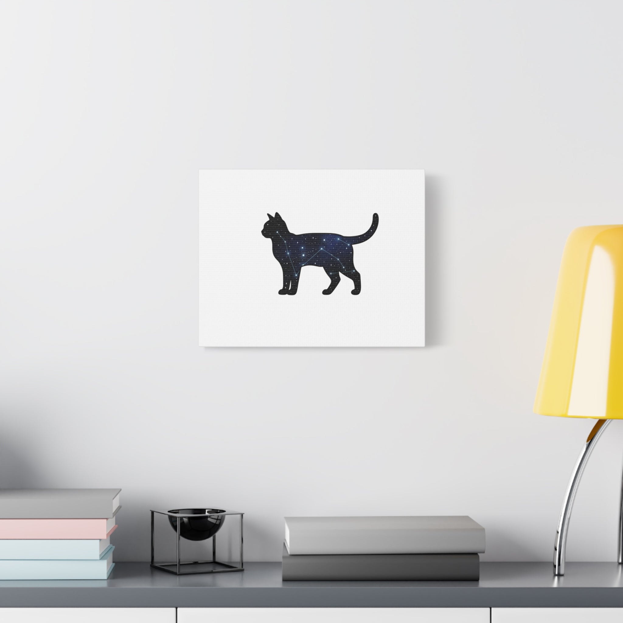 Galaxy Cat Canvas, Stretched Matte Print | Grunge Revival, Dark Plaid Aesthetic
