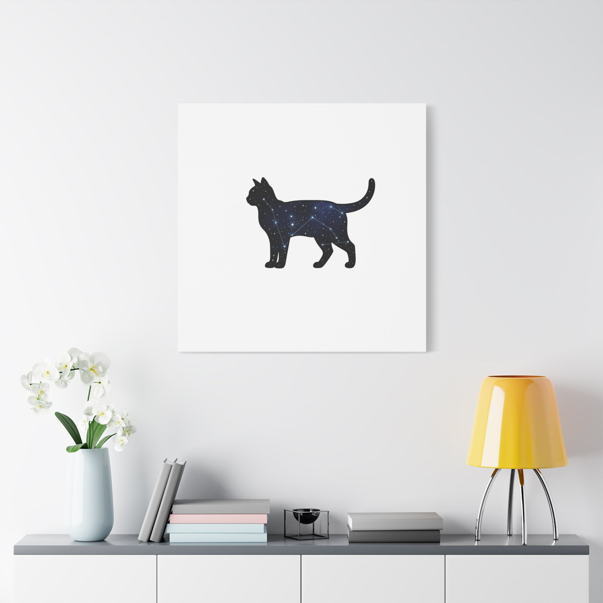 Galaxy Cat Canvas, Stretched Matte Print | Grunge Revival, Dark Plaid Aesthetic