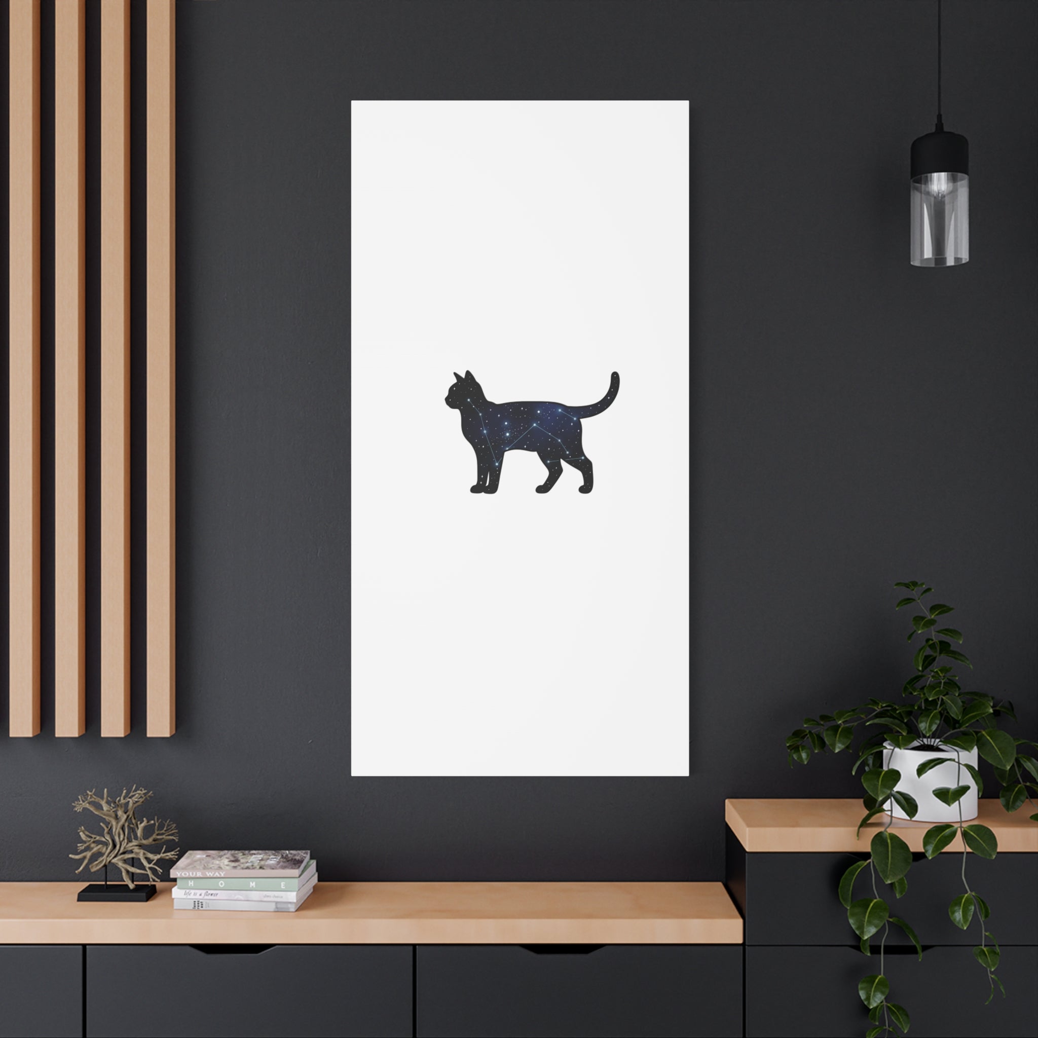 Galaxy Cat Canvas, Stretched Matte Print | Grunge Revival, Dark Plaid Aesthetic