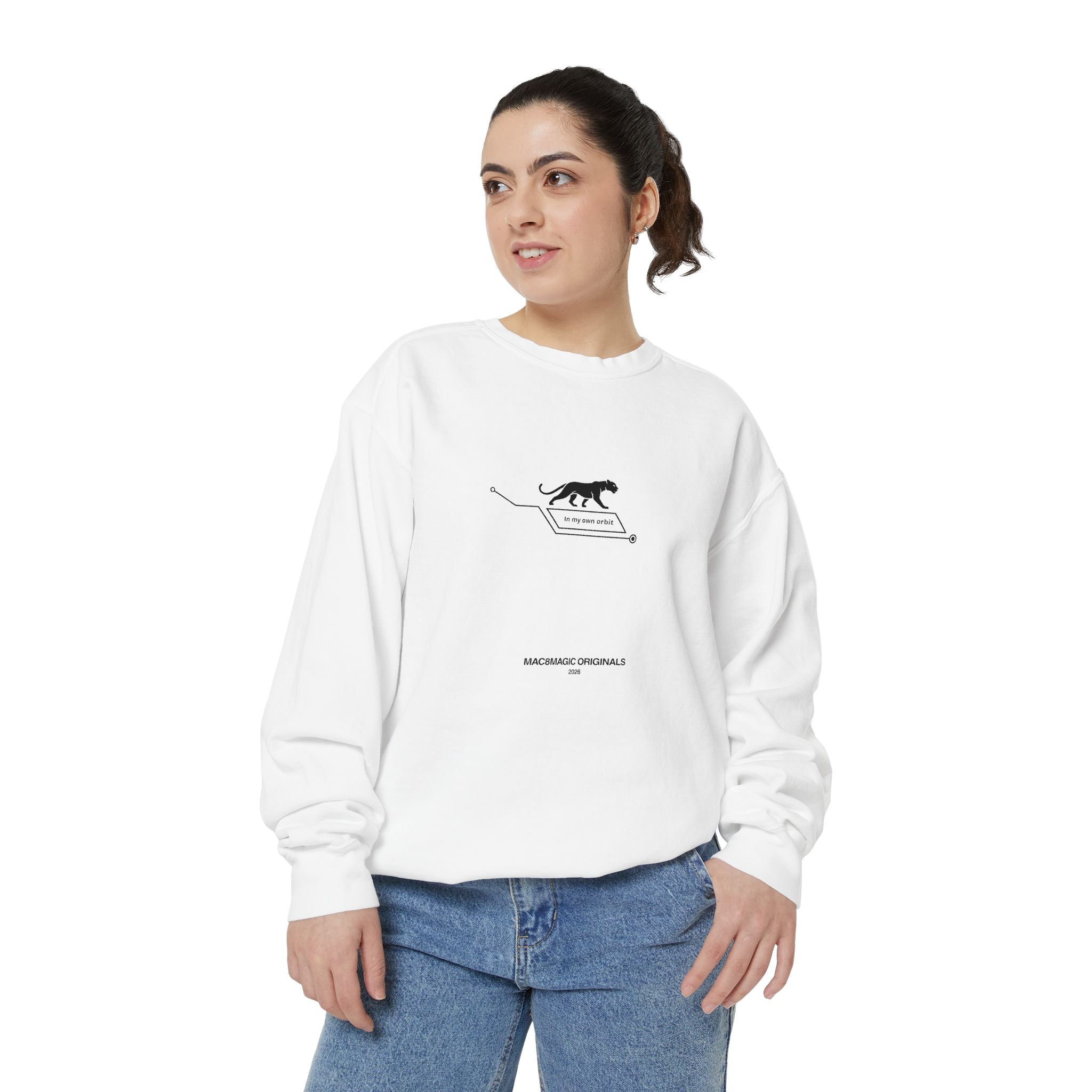 Minimalist Panther Sweatshirt — 'Wandering, Curious' Graphic Crewneck