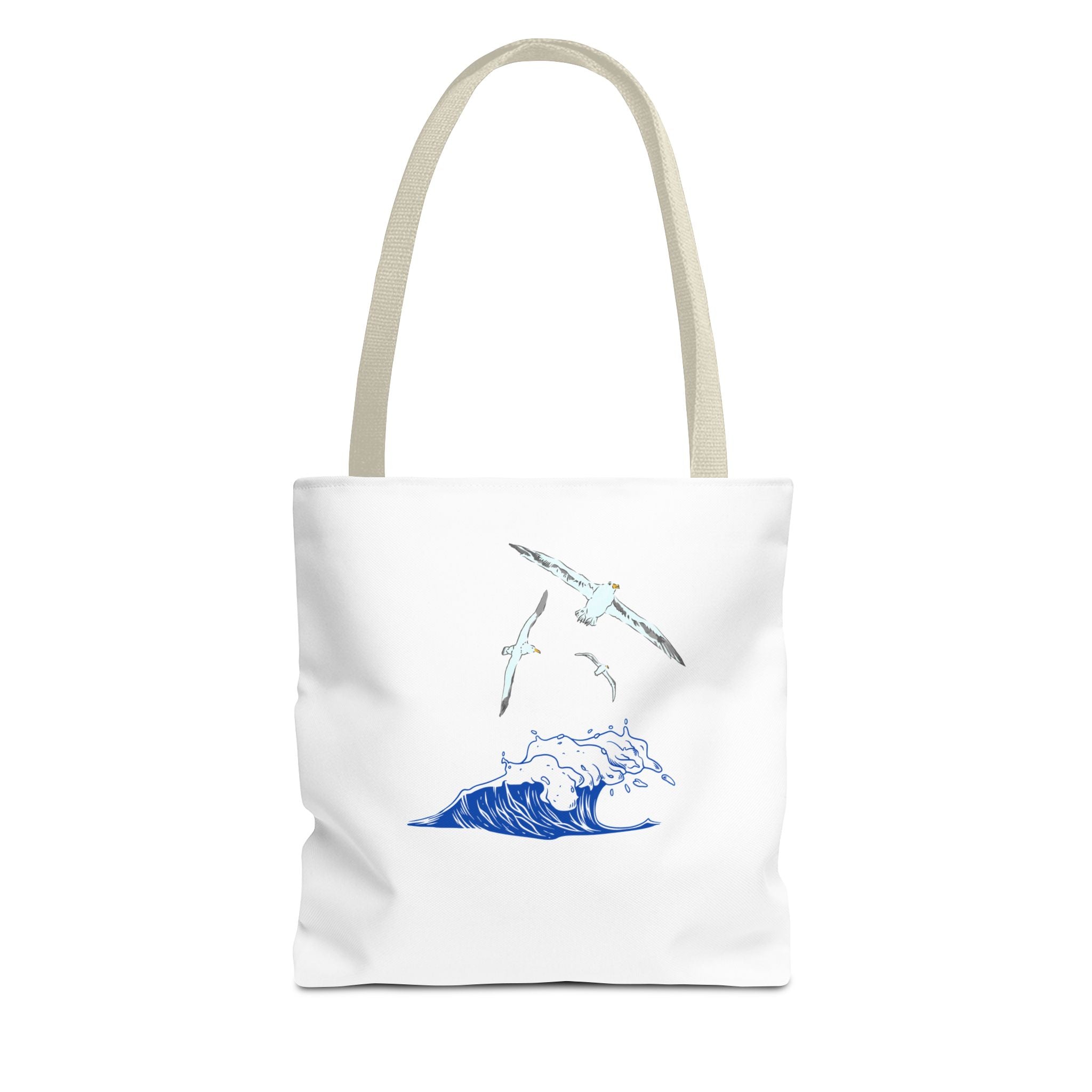 Ocean Wave Tote Bag — Whale & Seagull Beach Canvas Tote