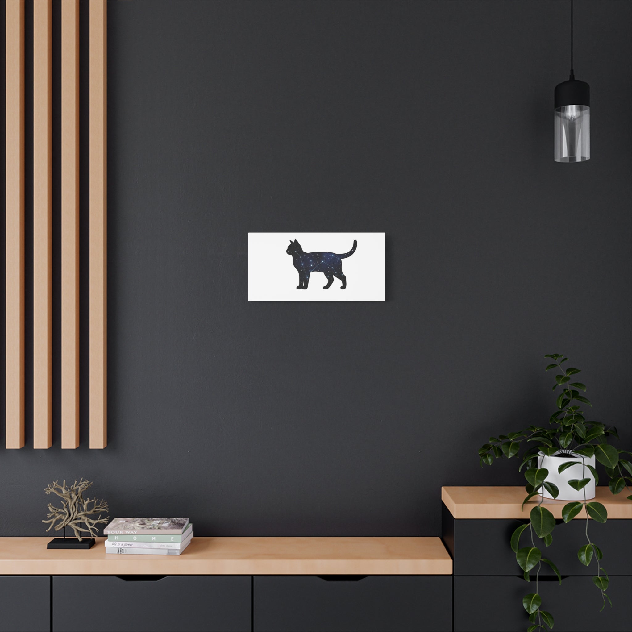 Galaxy Cat Canvas, Stretched Matte Print | Grunge Revival, Dark Plaid Aesthetic