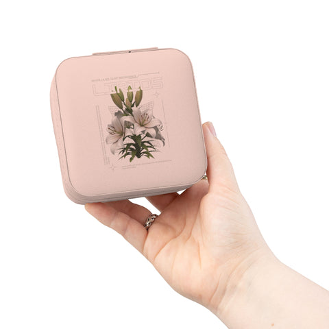 Floral Compact Jewelry Travel Case — Portable Ring & Earring Organizer