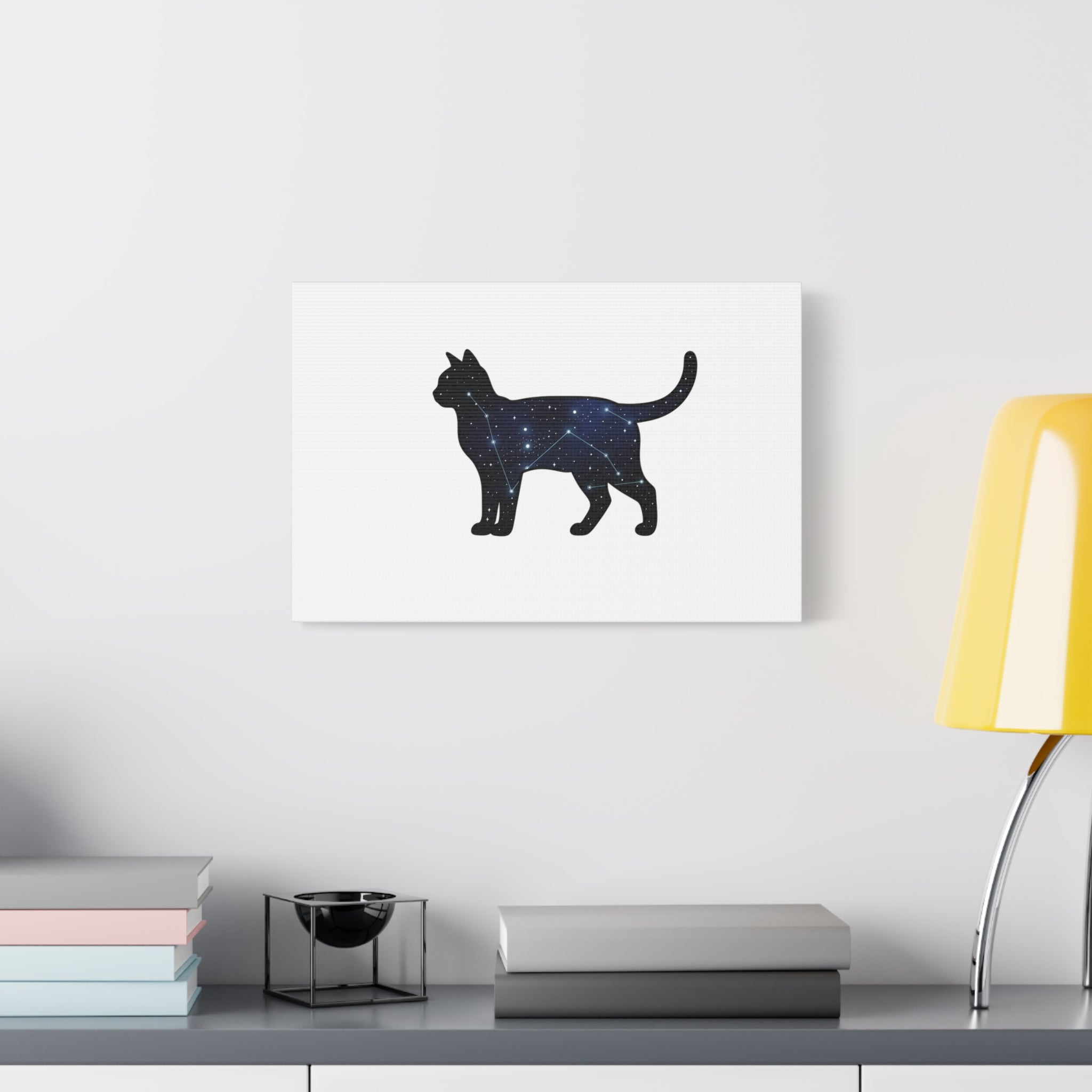 Galaxy Cat Canvas, Stretched Matte Print | Grunge Revival, Dark Plaid Aesthetic