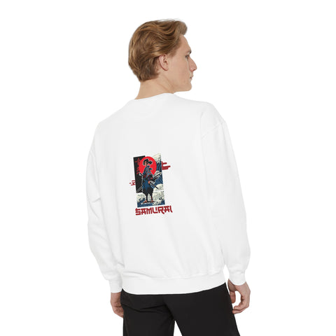 Samurai Graphic Sweatshirt — Retro Japanese Wave & Rising Sun Design