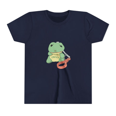 Youth Tee — Cute Frog with Leash Kids T-Shirt ("Adopted")