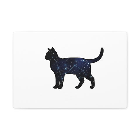 Galaxy Cat Canvas, Stretched Matte Print | Grunge Revival, Dark Plaid Aesthetic