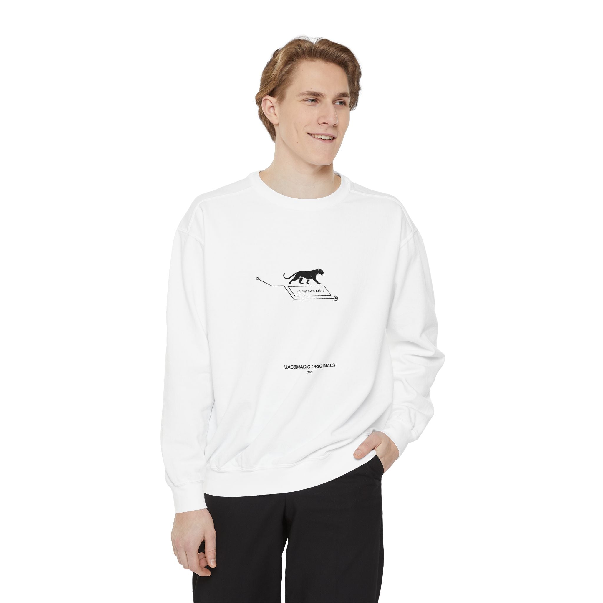 Minimalist Panther Sweatshirt — 'Wandering, Curious' Graphic Crewneck