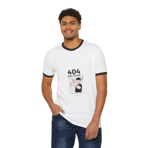 404 Not Found Retro Ringer Tee — Tech Humor Graphic T-Shirt