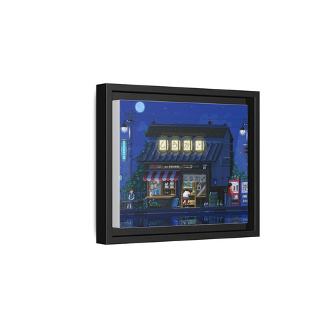 Nighttime Japanese Shop Matte Canvas Print (Framed)
