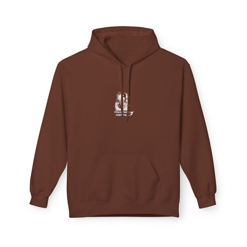 Vintage Brown Hoodie with Small White Skateboard Graphic
