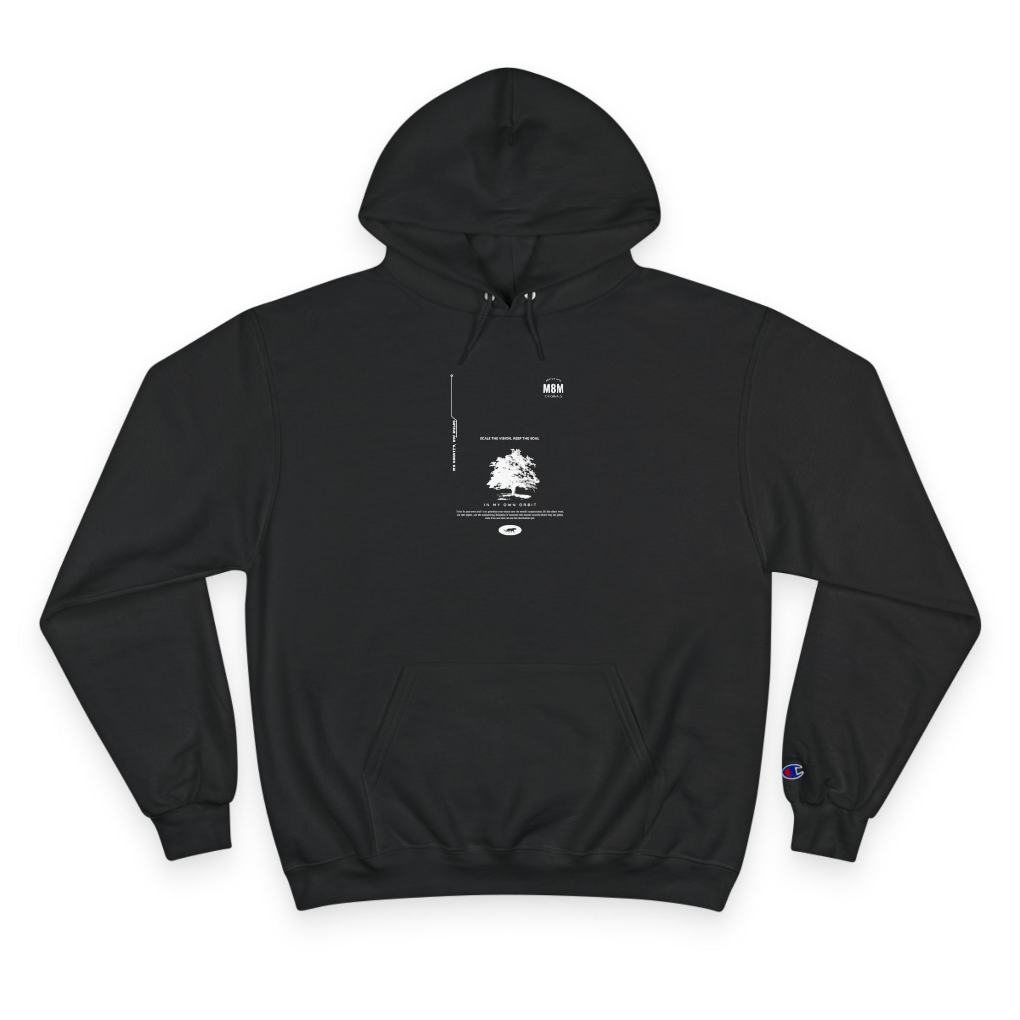 Champion Hoodie — Minimal Black Logo Pullover
