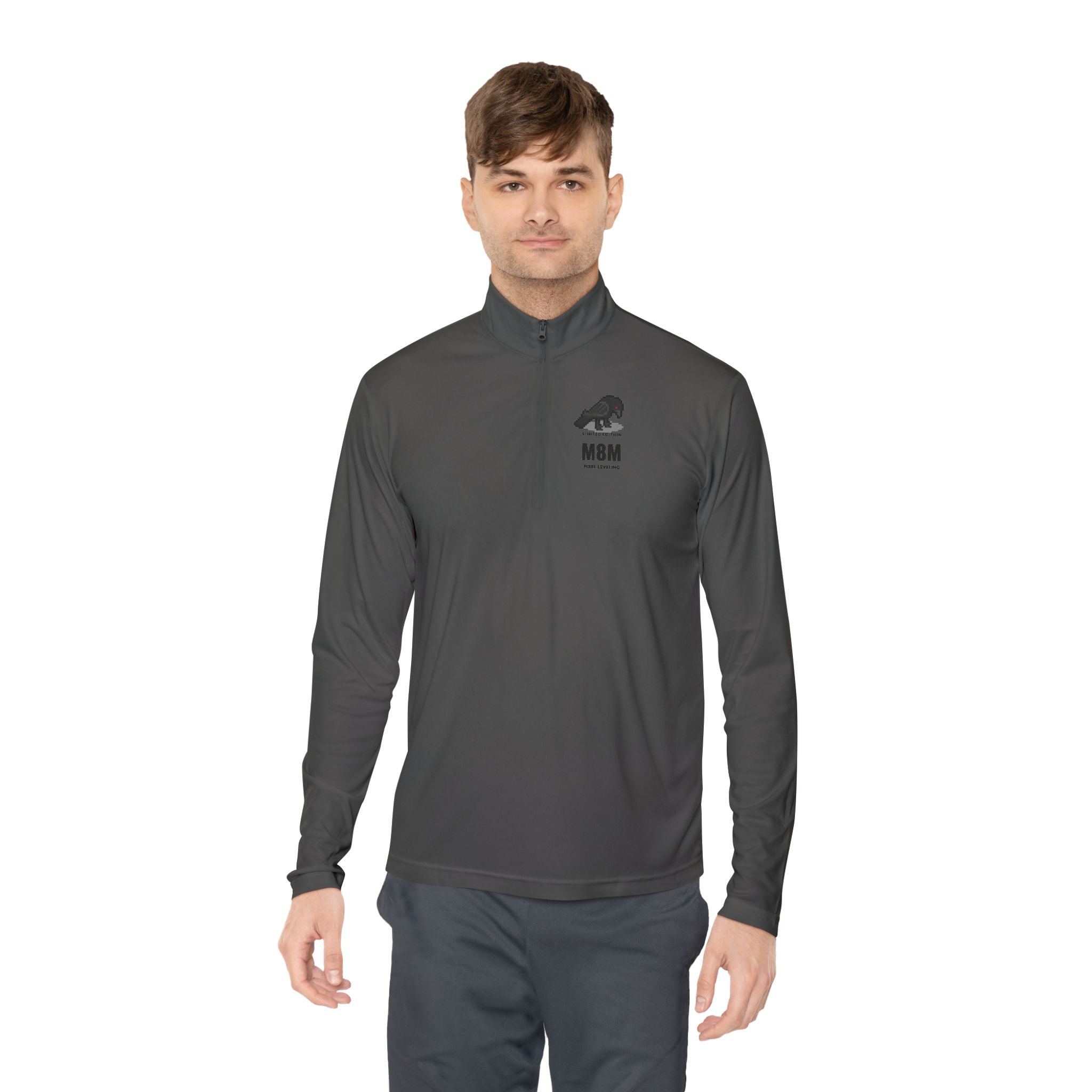 Quarter-Zip Pullover — Minimal Black Logo Athletic Pullover