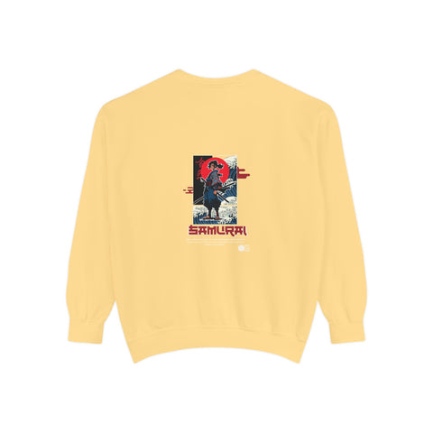 Samurai Graphic Sweatshirt — Retro Japanese Wave & Rising Sun Design