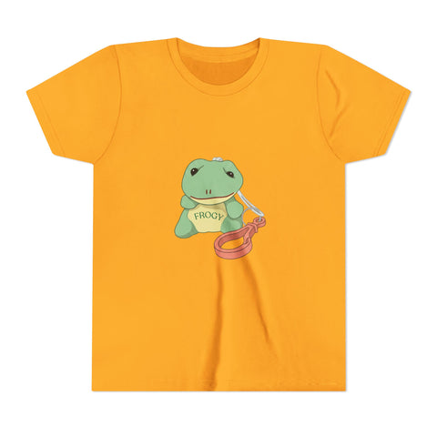 Youth Tee — Cute Frog with Leash Kids T-Shirt ("Adopted")