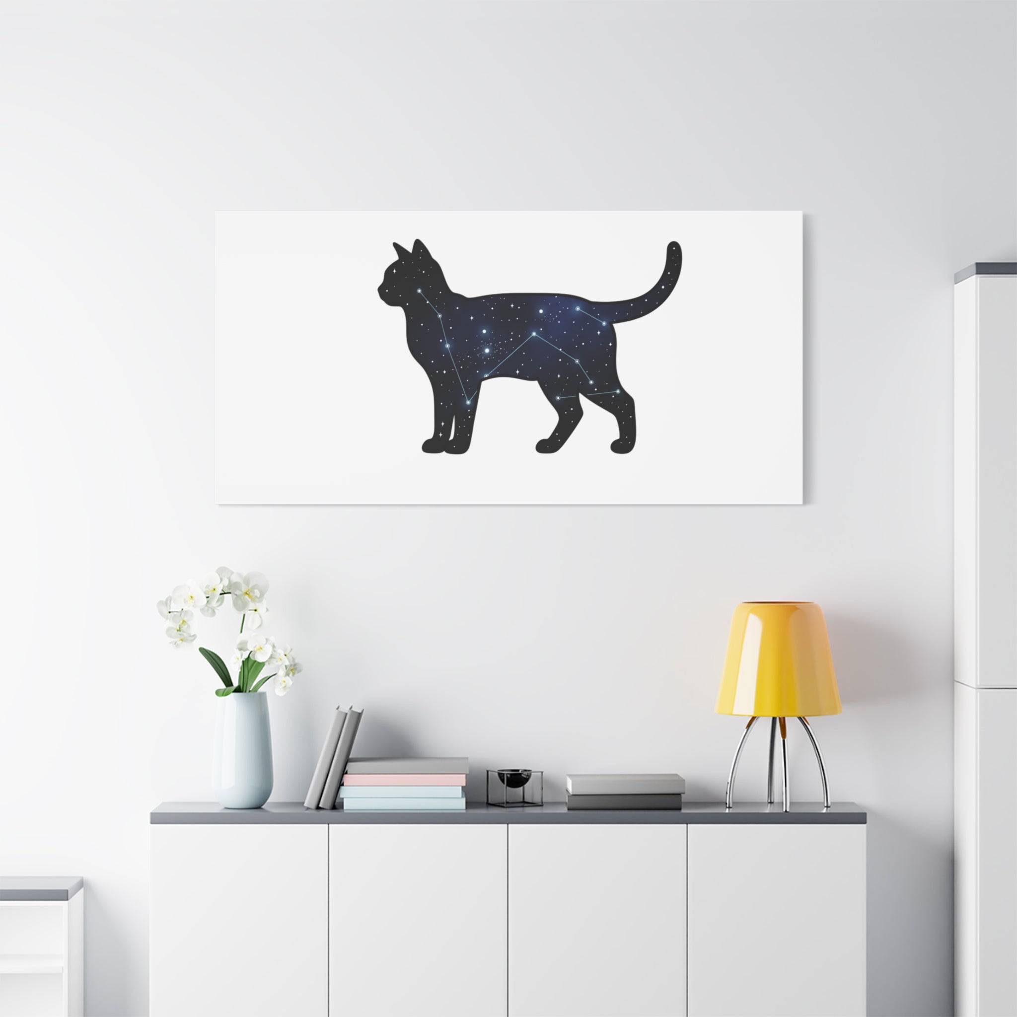Galaxy Cat Canvas, Stretched Matte Print | Grunge Revival, Dark Plaid Aesthetic