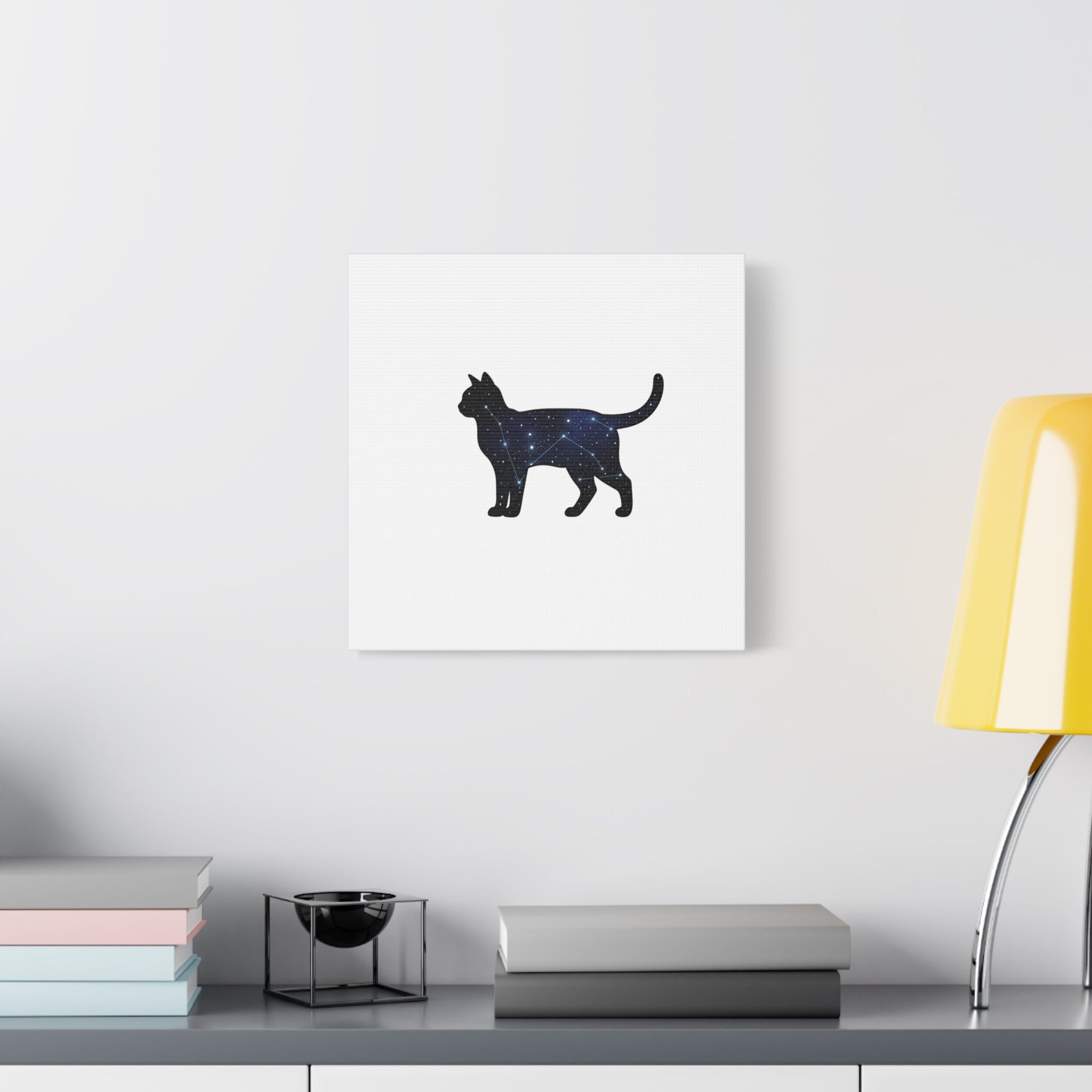 Galaxy Cat Canvas, Stretched Matte Print | Grunge Revival, Dark Plaid Aesthetic