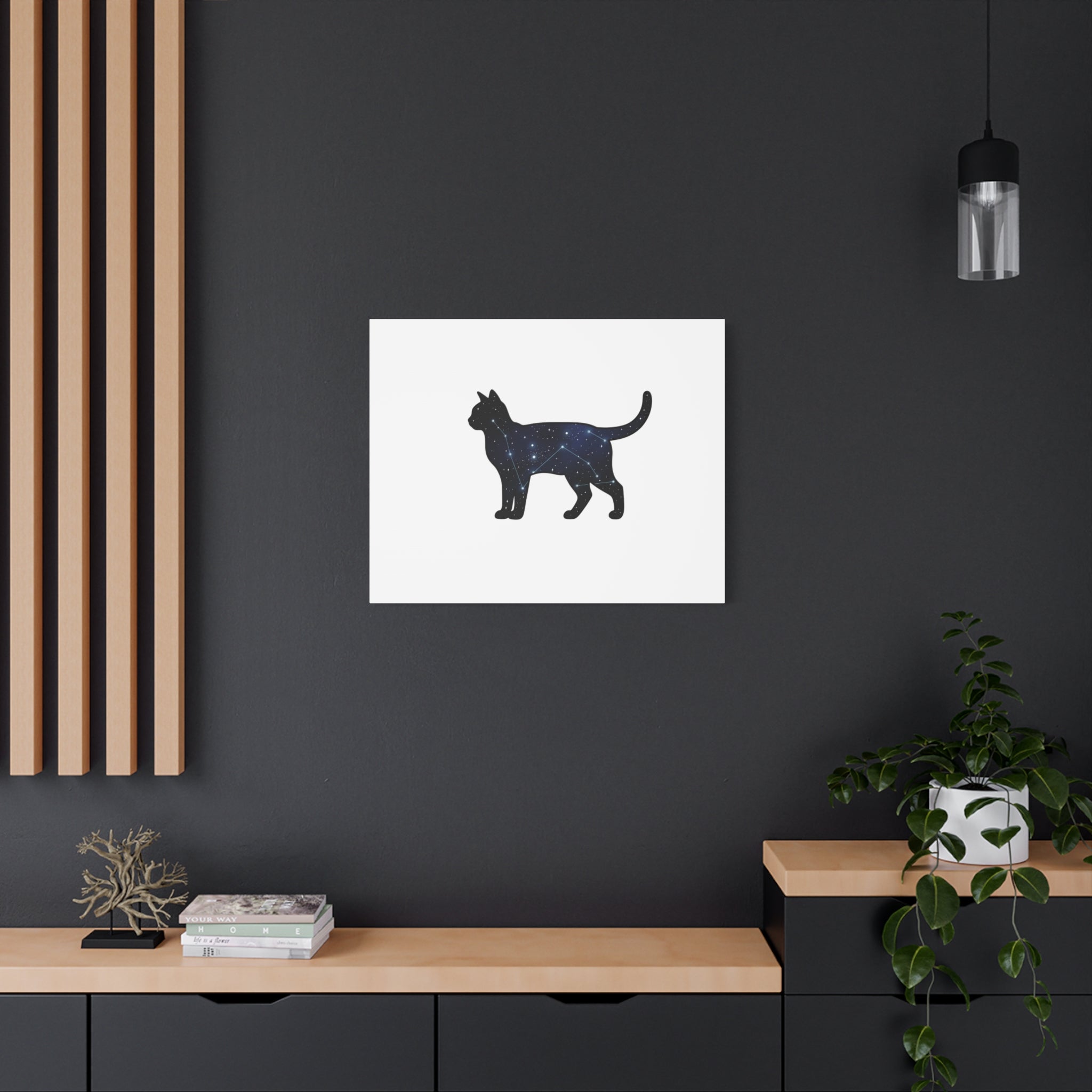 Galaxy Cat Canvas, Stretched Matte Print | Grunge Revival, Dark Plaid Aesthetic