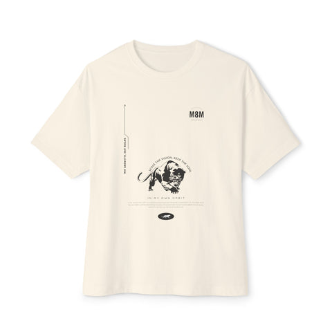 M8M Skull Minimalist Graphic Tee — Oversized Boxy White T‑Shirt