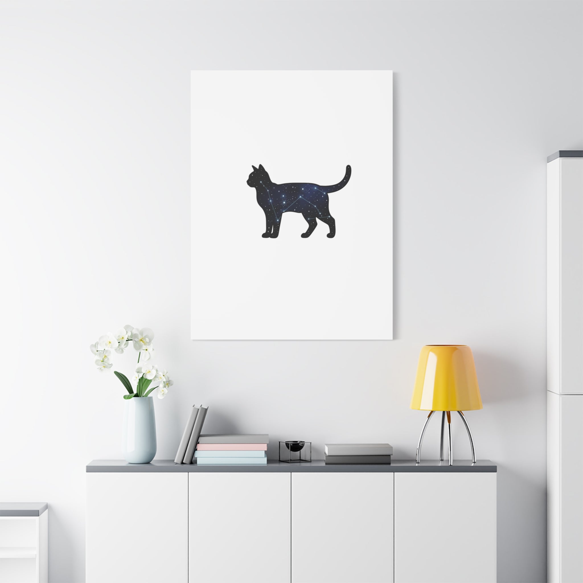 Galaxy Cat Canvas, Stretched Matte Print | Grunge Revival, Dark Plaid Aesthetic