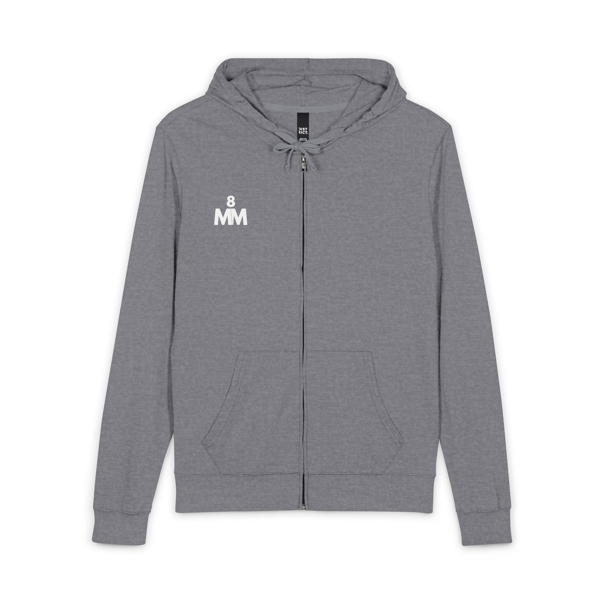 Minimalist Black Full-Zip Hoodie with Small White Logo