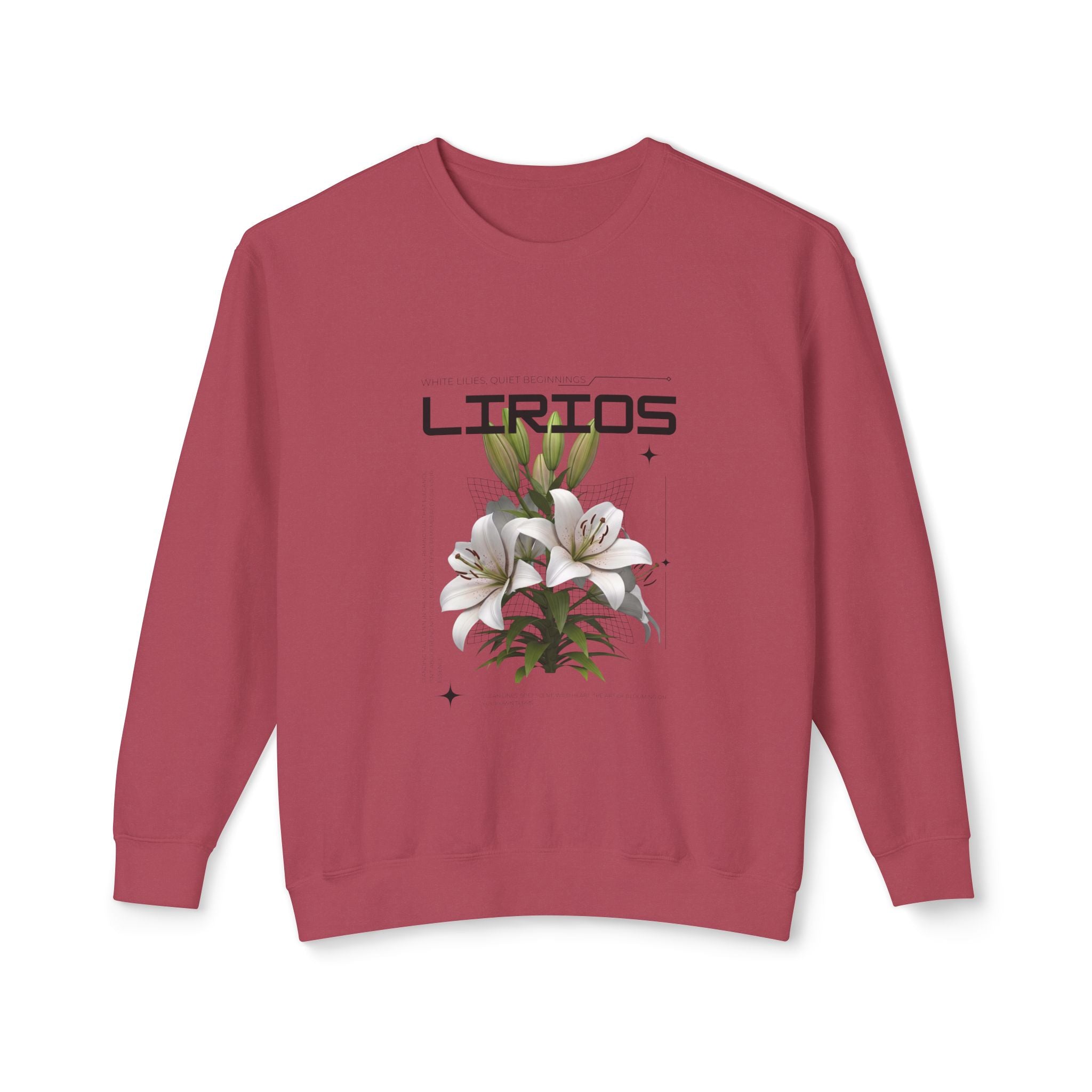 Lirios Floral Crewneck Sweatshirt — White Lily Botanical Graphic