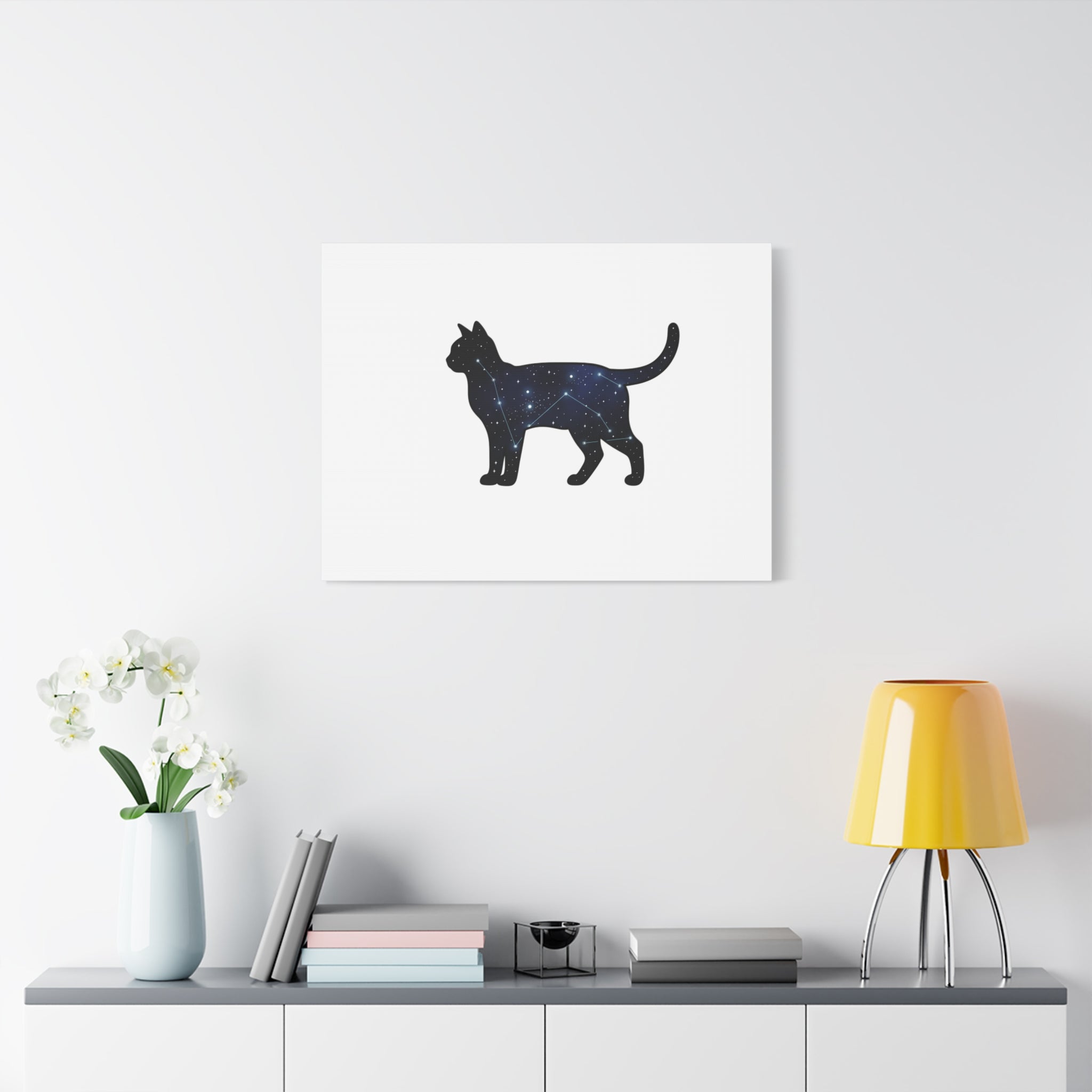 Galaxy Cat Canvas, Stretched Matte Print | Grunge Revival, Dark Plaid Aesthetic