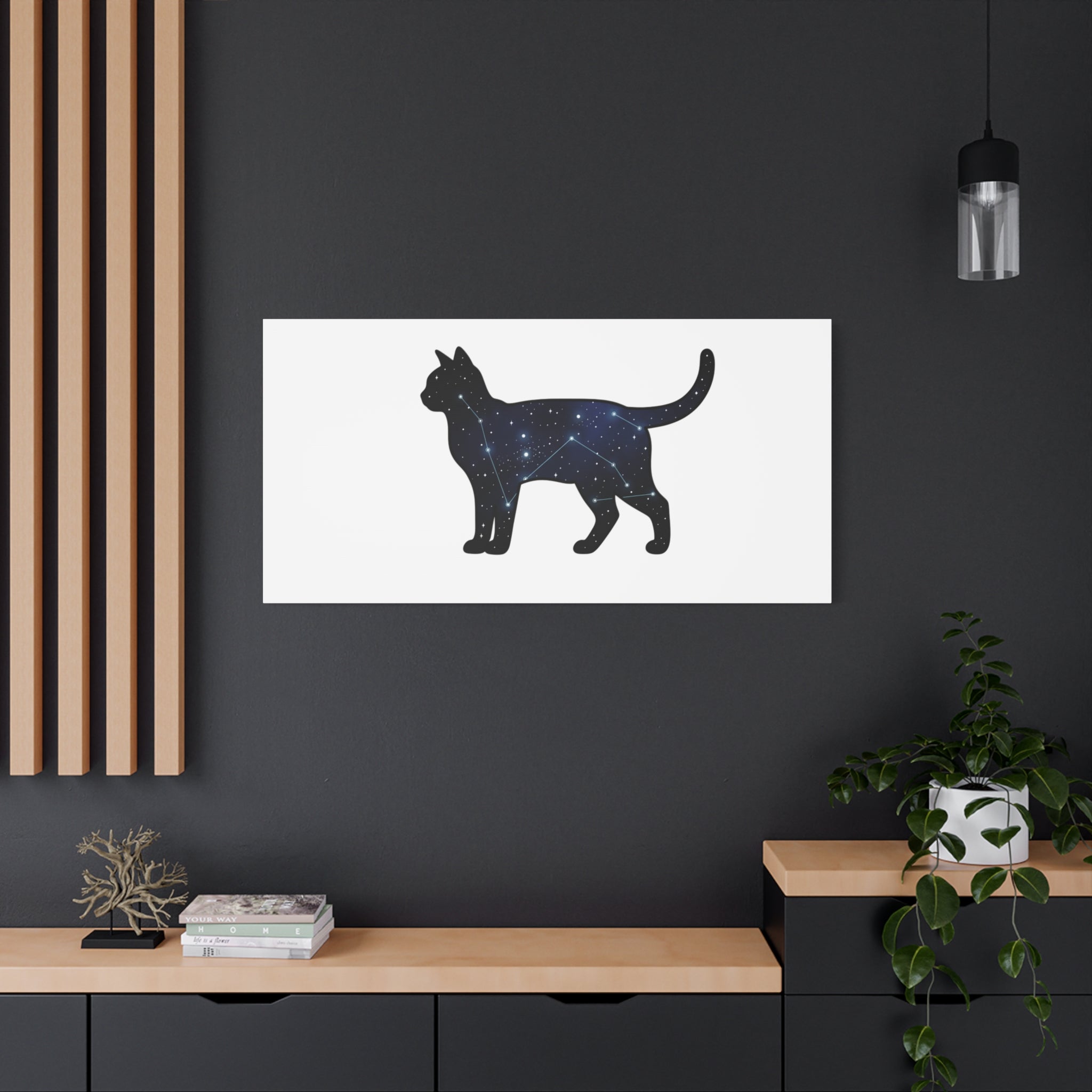 Galaxy Cat Canvas, Stretched Matte Print | Grunge Revival, Dark Plaid Aesthetic