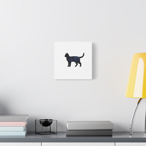 Galaxy Cat Canvas, Stretched Matte Print | Grunge Revival, Dark Plaid Aesthetic