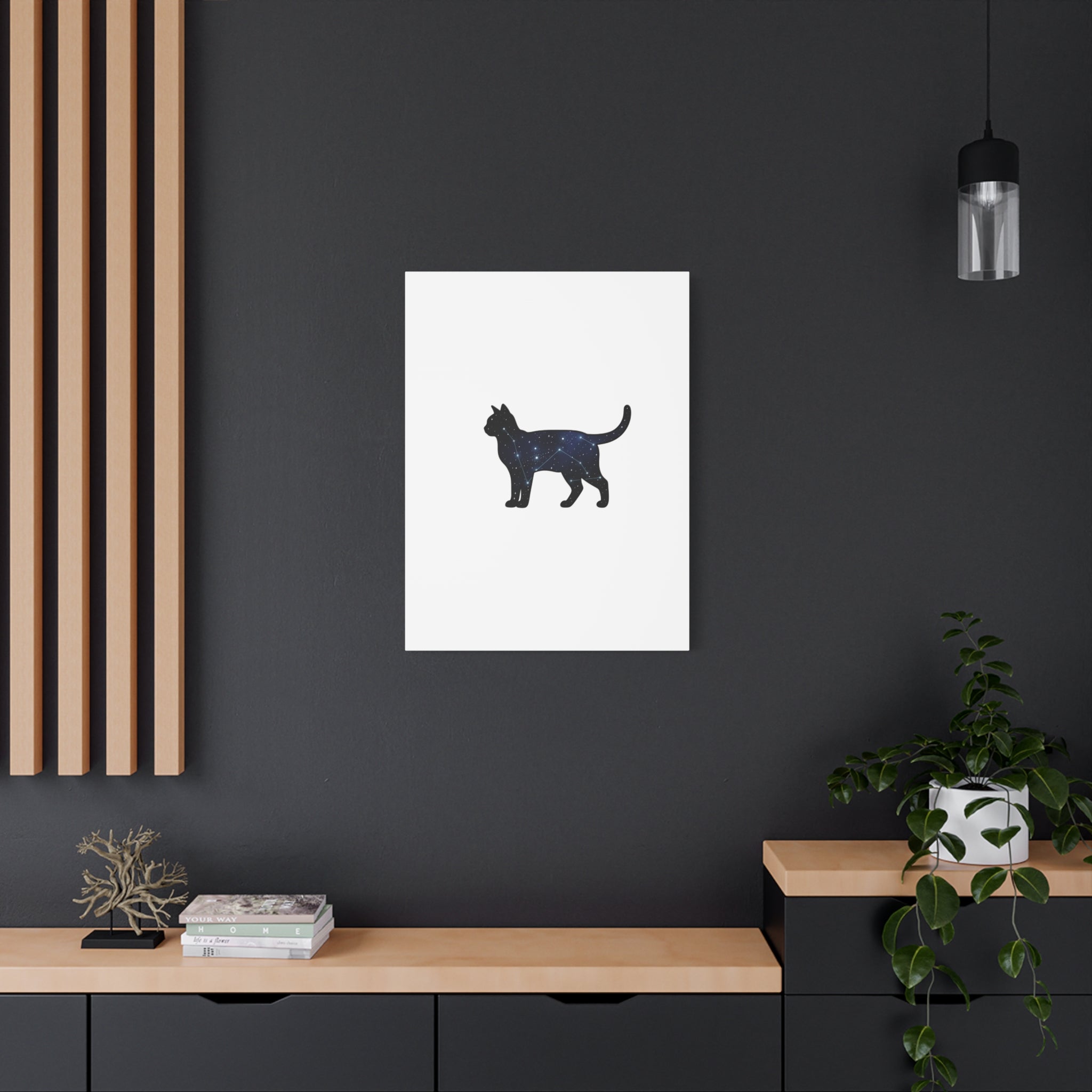 Galaxy Cat Canvas, Stretched Matte Print | Grunge Revival, Dark Plaid Aesthetic