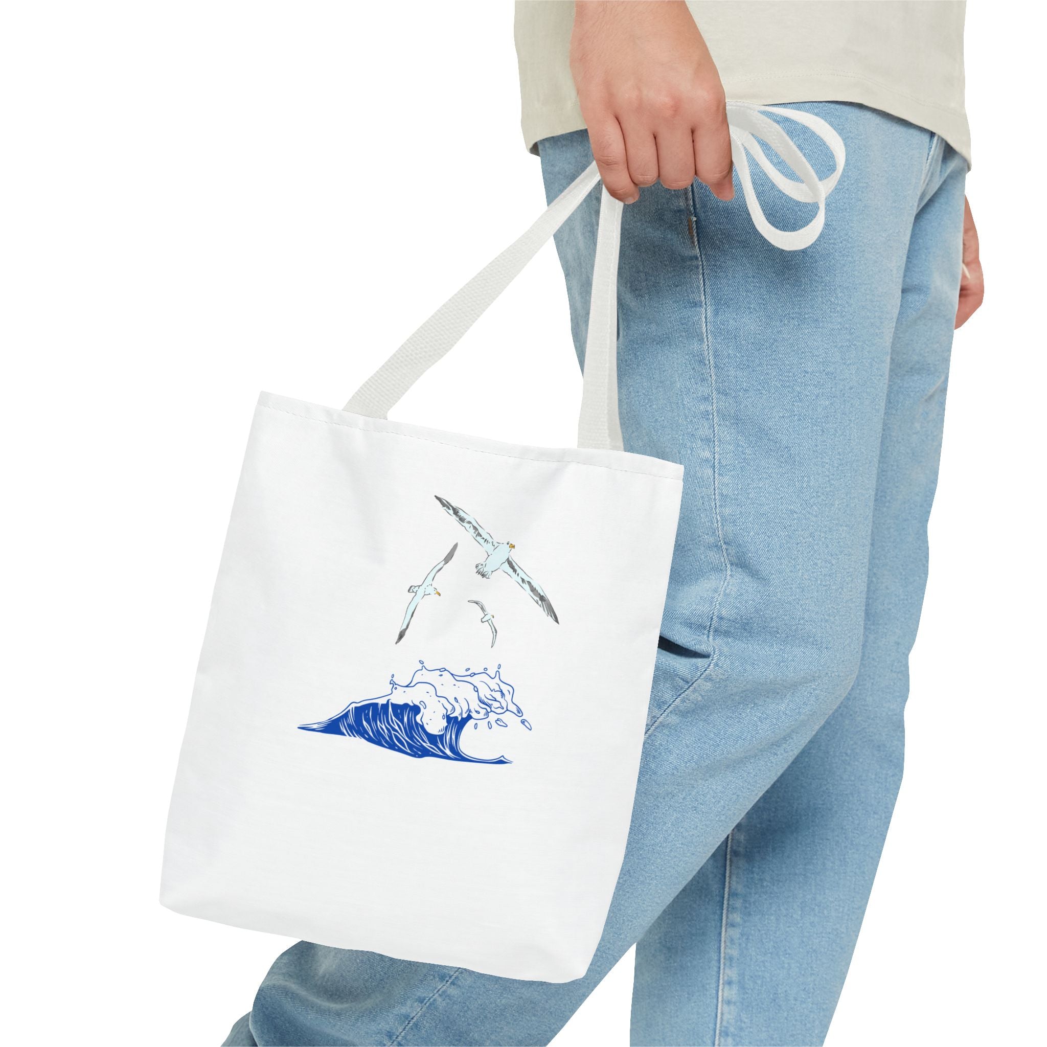 Ocean Wave Tote Bag — Whale & Seagull Beach Canvas Tote