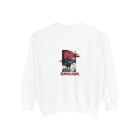 Samurai Graphic Sweatshirt — Retro Japanese Wave & Rising Sun Design