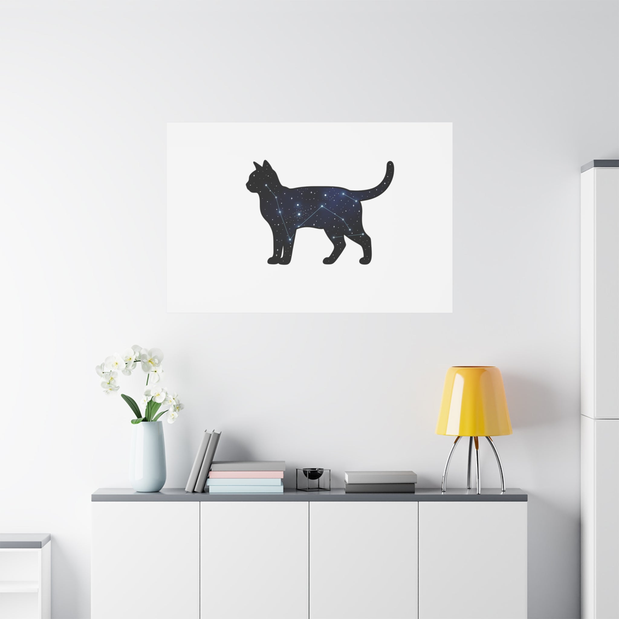 Galaxy Cat Canvas, Stretched Matte Print | Grunge Revival, Dark Plaid Aesthetic