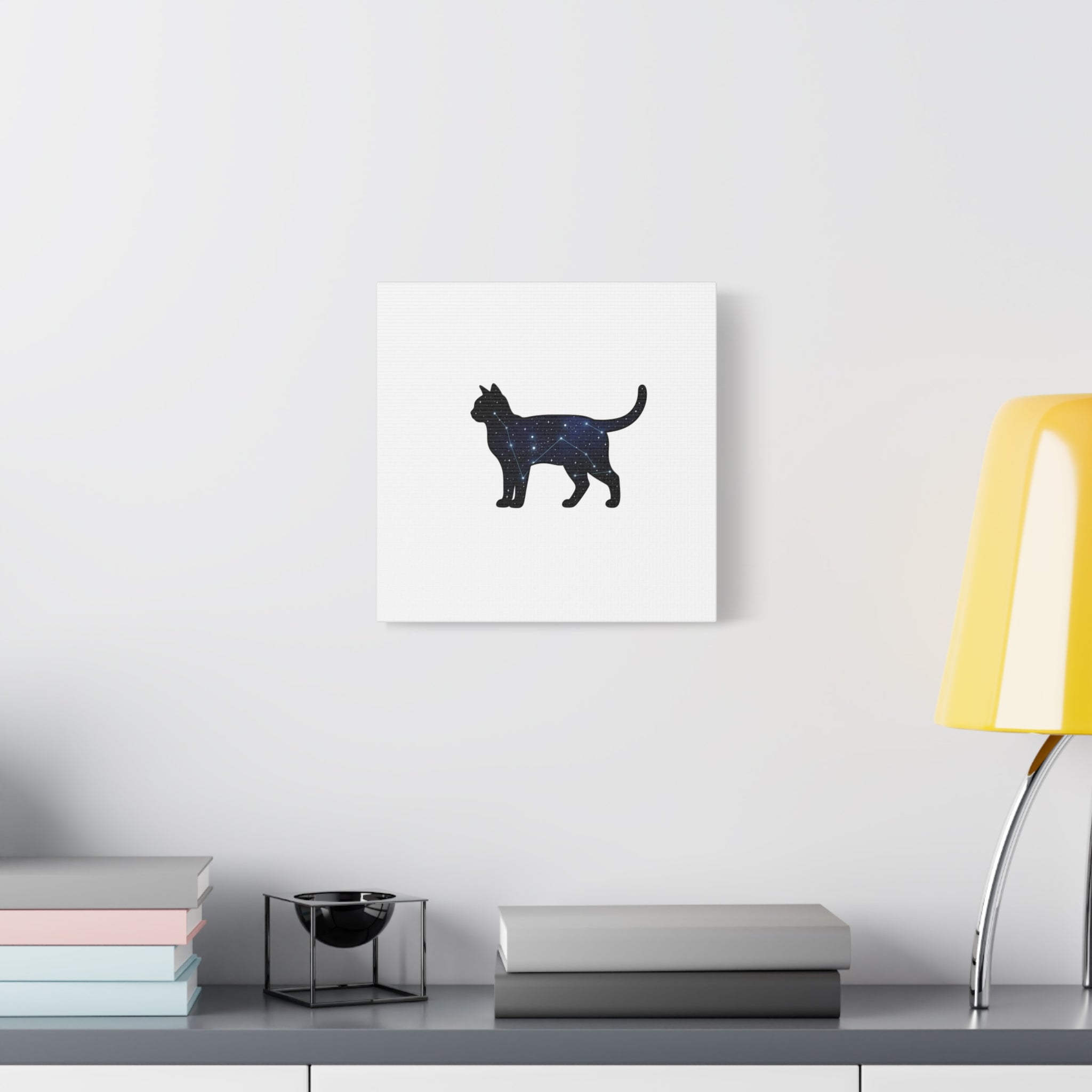 Galaxy Cat Canvas, Stretched Matte Print | Grunge Revival, Dark Plaid Aesthetic