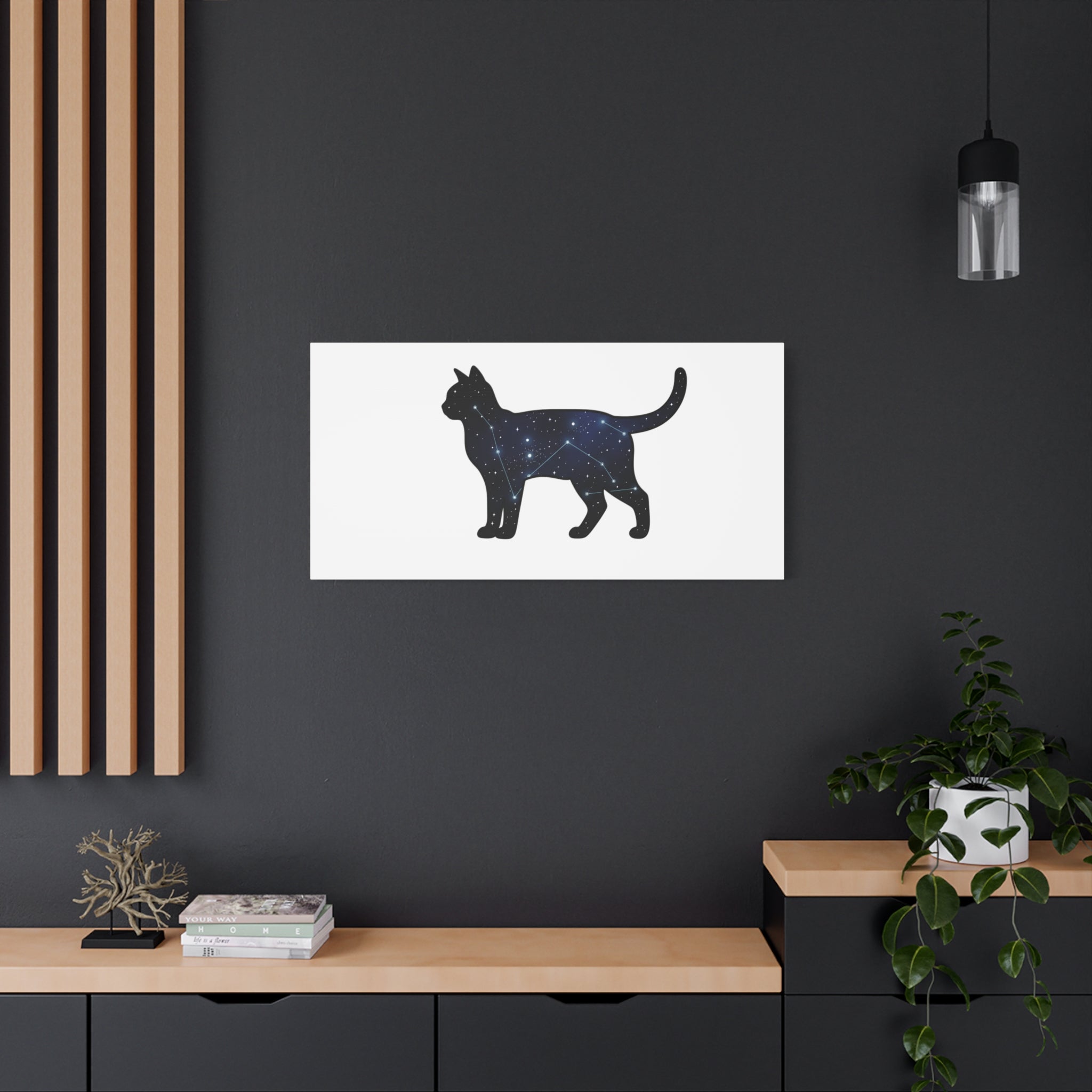 Galaxy Cat Canvas, Stretched Matte Print | Grunge Revival, Dark Plaid Aesthetic