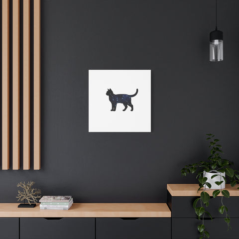 Galaxy Cat Canvas, Stretched Matte Print | Grunge Revival, Dark Plaid Aesthetic